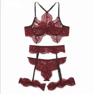 3 piece full lace lingerie set